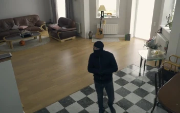 Free Video Stock thief creep through house and looks up at camera