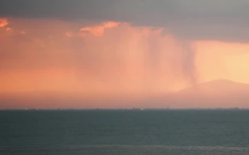 Free Video Stock thunderstorm heading over an island