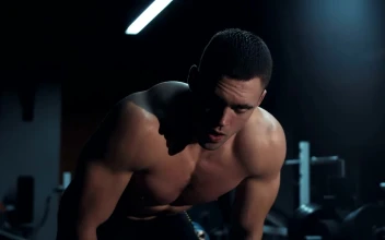 Free Video Stock tired athlete in a dark gym
