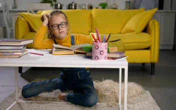 Free Video Stock tired child trying to study