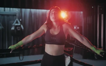 Free Video Stock tired woman after boxing class