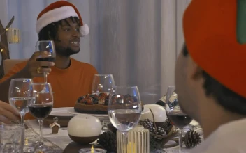 Free Video Stock toast between friends at a christmas dinner