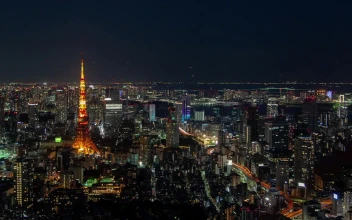 Free Video Stock tokyo cityscape at night aerial shot
