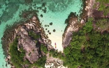 Free Video Stock top aerial shot of a small tropical island