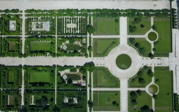 Free Video Stock top aerial shot of paris tuileries garden