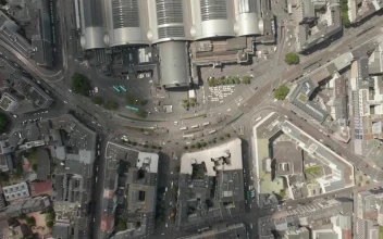 Free Video Stock top aerial spinning shot of germany train station