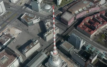 Free Video Stock top of the alexanderplatz tv tower aerial