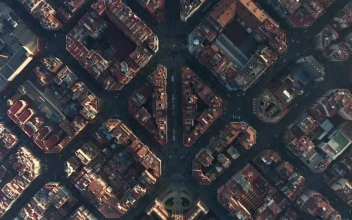 Free Video Stock top shot of barcelona city aerial shot