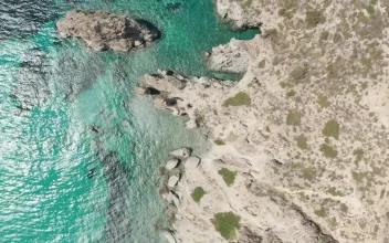 Free Video Stock top shot of the seashore with crystal clear water