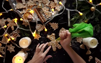Free Video Stock top view of a persons hands preparing christmas cookies