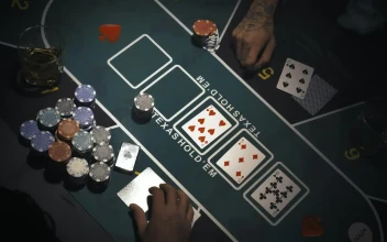 Free Video Stock top view of a poker board in a casino