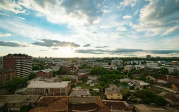 Free Video Stock top view of a town during sunset