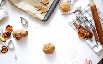 Free Video Stock top view of rolling cookie dough cinnamon and baking tools
