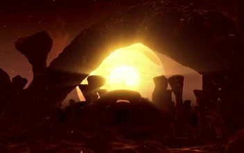 Free Video Stock touring a dark alien planet