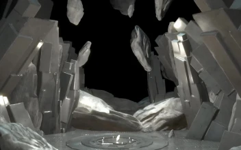 Free Video Stock touring an alien ship with abstract formations