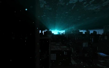Free Video Stock touring buildings of a futuristic virtual city