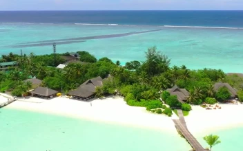 Free Video Stock tourist island with a pier and bungalows