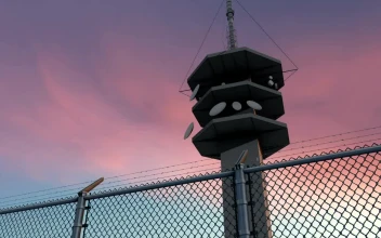 Free Video Stock tower with satellite dishes outside a grate
