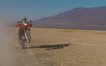 Free Video Stock tracking view of a biker doing a wheelie