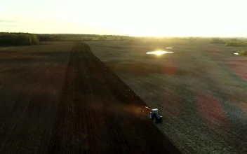Free Video Stock tractor working in the field with sunbeams