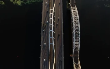 Free Video Stock traffic on the bridge aerial view