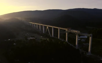 Free Video Stock train bridge under construction