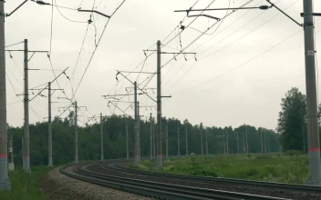 Free Video Stock train heading along a rural route