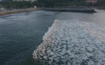 Free Stock Video Waves With Surfers Reaching A Beach