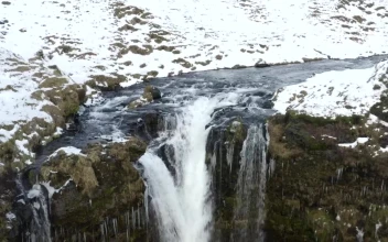 Free Stock Video Waterfall Of A River In Winter Falling Into A Canyon