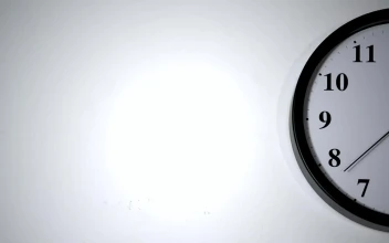Free Stock Video Wall With A Round Black Analog Clock