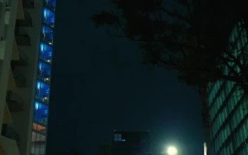 Free Stock Video Walking Between Buildings Looking Up At Night