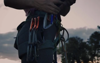 Free Stock Video Waist Of A Female Mountaineer With A Harness