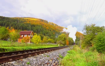 Free Stock Video Vintage Steam Train Moving On The Tracks