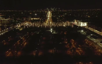 Free Stock Video View Of Paris At Night Aerial Front Shot
