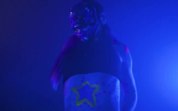 Free Stock Video Urban Girl Dancing With A Neon Mask Under A Party