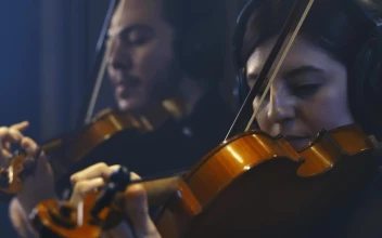 Free Stock Video Two Violinists Playing Together Recording In A Studio