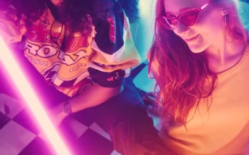 Free Stock Video Two Stylish Girls Surrounded By Bars Of Light