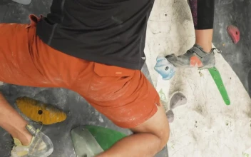 Free Stock Video Two People Climbing A Mountaineering Wall