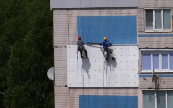 Free Stock Video Two Industrial Climbers Rebuilding A Facade