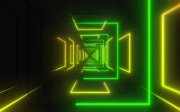 Free Stock Video Tunnel Made Of Yellow And Green Light