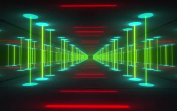 Free Stock Video Tunnel Between Walls Of Beams Of Green Color Light