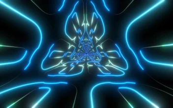 Free Stock Video Triangular Tunnel Made Of Blue Neon Light