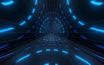 Free Stock Video Triangular Path With Circles Of Blue Lights