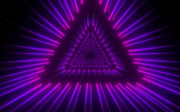 Free Stock Video Triangular Cylinders Passage Made Of Violet Light