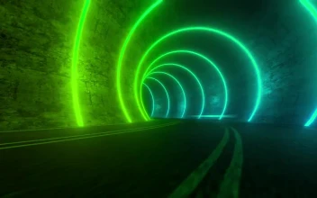 Free Stock Video Traveling Down A Road In A Tunnel Lit By Circles