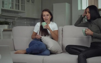 Free Stock Video Young Women Drinking Coffee In The Living Room