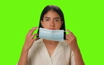 Free Stock Video Young Woman Putting On A Mask On A Green Background