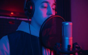 Free Stock Video Young Man Singing With A Microphone In A Studio