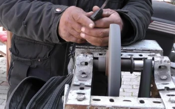 Free Stock Video Worker Sharpening His Tool On A Machine