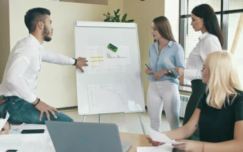 Free Stock Video Work Team Analyzing Graphs In Office
